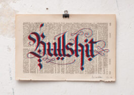 „Bullshit“ Siebdruck Rot & Blau