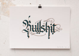 „Bullshit“ Siebdruck Graugrün & Kupfer