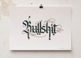 „Bullshit“ Siebdruck Graugrün & Kupfer