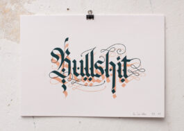 „Bullshit“ Siebdruck Graugrün & Kupfer