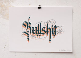 „Bullshit“ Siebdruck Graugrün & Kupfer