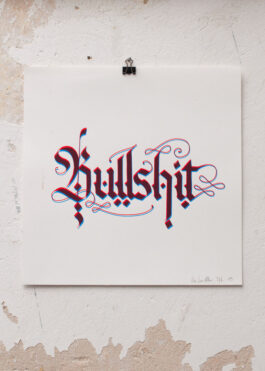 „Bullshit“ Siebdruck Rot & Blau