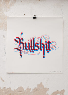 „Bullshit“ Siebdruck Rot & Blau