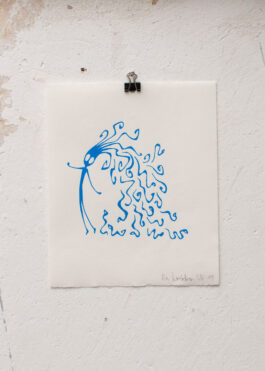 „Spiralenkind – Medusa“ Siebdruck Blau