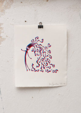 „Spiralenkind – Medusa“ Siebdruck Rot & Blau